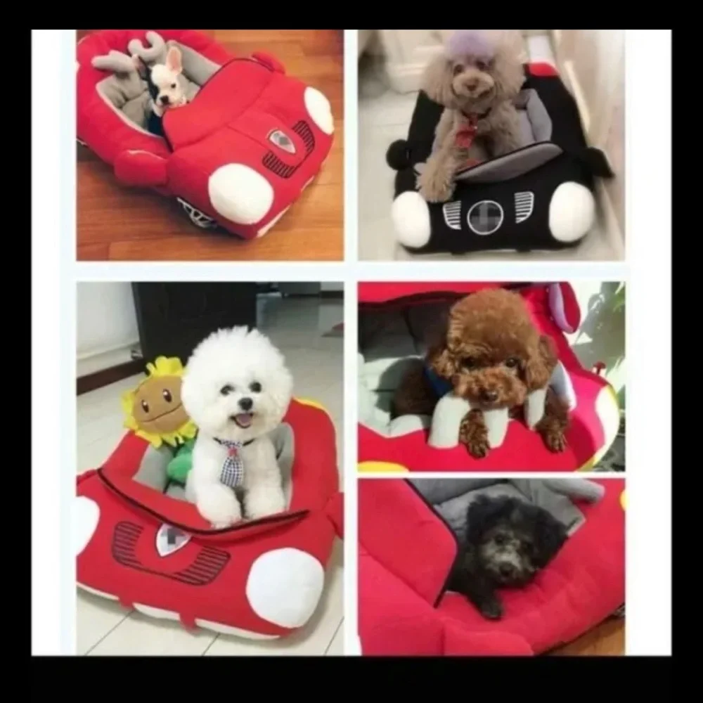 Dog bed red luxury small to medium Convertible Shaped New Thick Soft Cozy